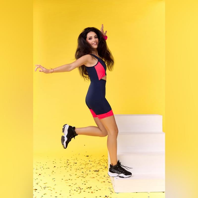 Zumba Prep Biker Bodysuit With Open Back