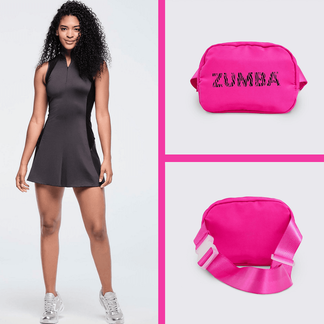 Bundle:Funscape Mock Neck Sleeveless Dress+Funscape Belt Bag(2 pcs.)